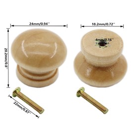 TTZEZE 8PCS Round Wood Drawer Knobs, Mushroom Shape Cabinet Furniture Drawer Chest Cupboard Wardrobe Dresser Knobs Pulls Handles Hardware with Screws (Small 24x19x21mm/0.94x0.75x0.83inch)