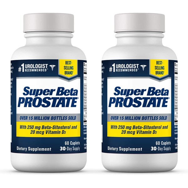 Super Beta Prostate Supplement for Men - Reduce Bathroom Trips Day & Night, Over 15 Million Bottles Sold - Promote Sleep, Better Bladder Emptying & Healthy Prostate, Beta Sitosterol (120ct, 2 Bottle)