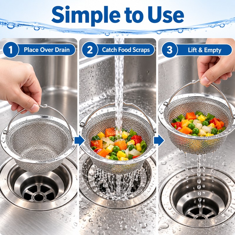 Stainless Steel Kitchen Sink Strainer Basket for Food Scraps –