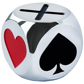 Premium Trump Marker Dice, 1.25 Inch Metal Euchre Cube with Velvet Storage Bag, Trump Indicator for Euchre, Pinochle, Bridge, Poker, and Other Card Games