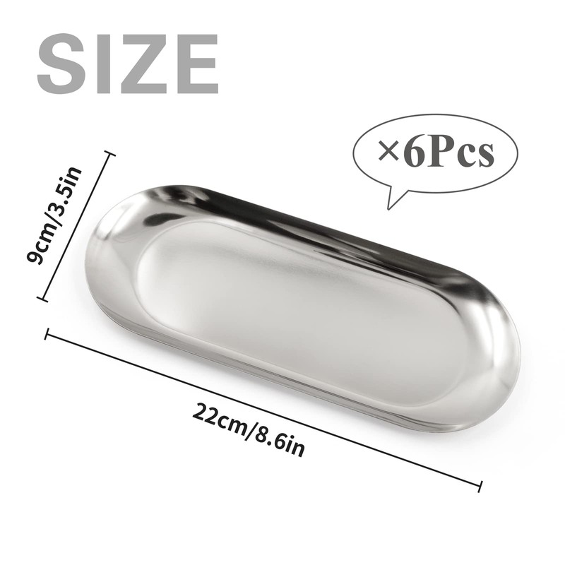 6 PCS Tip Trays Metal Restaurant Service Plate Oval Organizer