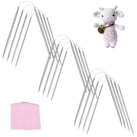 PH PandaHall 12pcs Circular Knitting Needles Set, 4 Sizes Stainless Steel Circular Knitting Needles 24cm Length Short Needles for Handmade Socks Hats, Crocheting Animals, Small Circular Projects