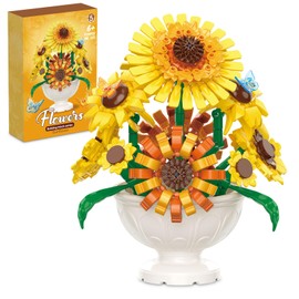 Bibykivn Bouquet Building Blocks Sets, 469 Pieces Sunflower Bouquet Building, Artificial Bouquet Building Blocks, Building Blocks, Toy for Birthday, Valentine's Day, Christmas