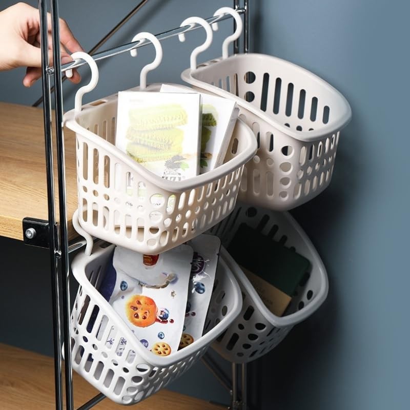 Hanging Bathroom Storage Basket – Wall-Mounted Plastic Organizer Bin for