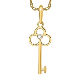 IceCarats 14K Solid Yellow Gold Cubic Zirconia CZ Key Necklace Chain Pendant Charm Only