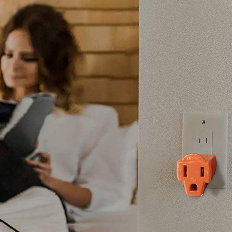 3-Prong to 2-Prong Grounding Converter Adapter Plug for Wall Outlet,