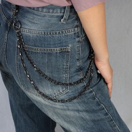 Eigso Double Layers Rock Punk Spikes Waist Chain for Woman Man Unisex Rivets Jeans Chains for Women Men