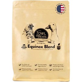 Fowl Treats Naturally Fortified Treats – Protein Rich Supplement Suitable for Chickens, Hens and Ducks, Hand Mixed with USA Grown Ingredients – Equinox Blend – 32oz