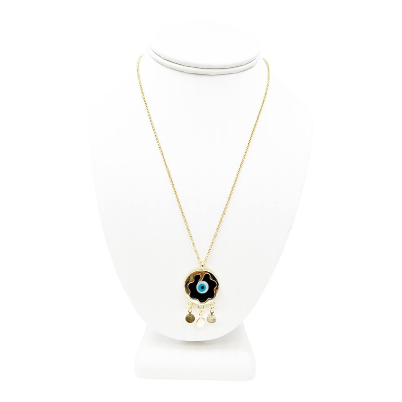 LESLIE BOULES Collar con colgante de oro de ojo malvado