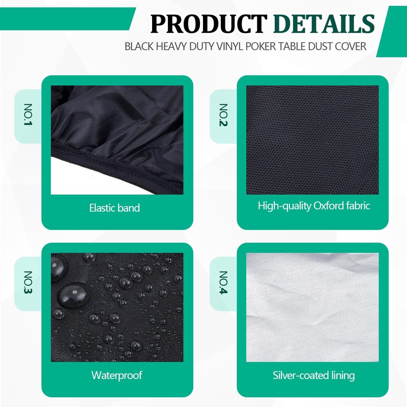 Oval Poker Table Dust Cover 84"L x 42"w Black Heavy