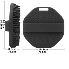 Cepillo de baño manual de silicona de dos piezas con su propia correa elástica para la mano, antideslizante, esmerilado, para fregar sin dolor (Black+Gray)