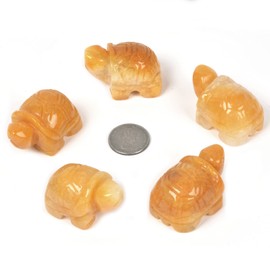 Justinstones Yellow Quartzite Healing Crystal Guardian Turtle Tortoise Pocket Stone Figurines Carved Gemstone Crafts Home Decor 2 inch