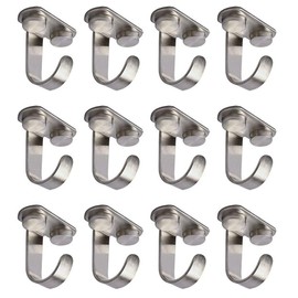 Cucumis 12Pcs Stainless Steel Top Hook J Type Hook Hanging Basket Potted Hook Towel/Robe Clothes Hook for Closet Top Bathroom Kitchen Cabinet Garage Utility Heavy Duty Screw Mounted,Brushed