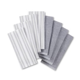 KitchenAid Chambray Stripe Kitchen Towels 8-Pack, Absorbent 100% Woven Cotton, Ink Blue/White, 17”x28”