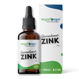 Vegan Drops® - Zink Tropfen - Premium: Zink-Sulfat - 15mg pro Tagesdosis - 2100 Tropfen, 410 Tage Reichweite - vegan, ohne Alkohol & in Deutschland produziert (100ml)