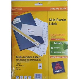 Avery 70 x 42.3mm 21 to View Multi-Purpose Label - White (Pack of 10)