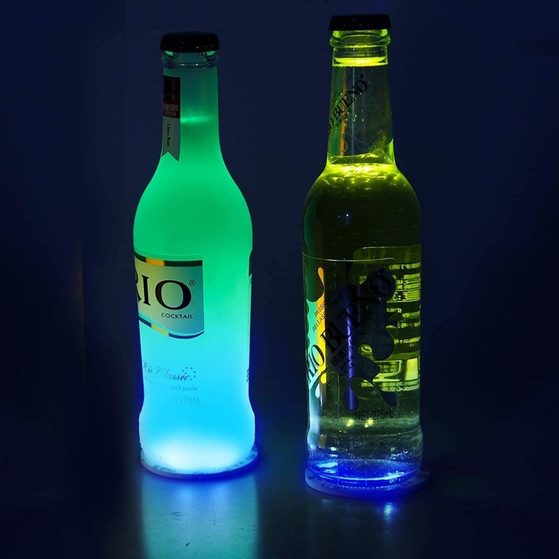 50Pcs LED Coaster Round Flash Cup Mat Sticker Lights for