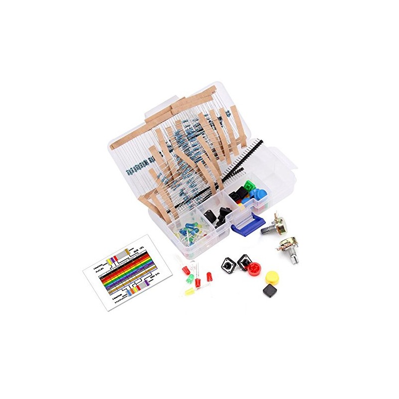 LAFVIN Electronics Component kit with resistors,Pin Header,LEDs, Switch, Potentiometer,for Arduino