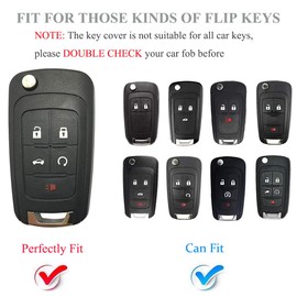 YALNORVA For Buick Chevy Key Fob Cover with Keychain, Key Fob Case Cover Fits for Buick Encore Chevy Equinox Cruze Camaro Impala GMC Terrain Car Accessories Flip Smart Key