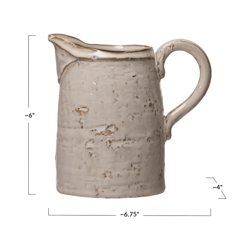 28 oz. Stoneware Pitcher, Reactive Glaze, White (Each One Will