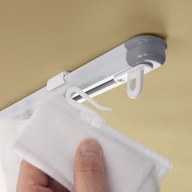 ZSTARR Retractable Ceiling Curtain Track, Measurement-Free 33.5''-59'', Room Divider, Shower Curtain, Parallel Bay Window, RV Track (White)