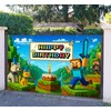 Pixel Backdrop Happy Birthday Banner Boy 6x4ft Miner Bday Sign