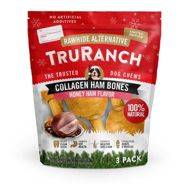 TRURANCH Collagen Drumsticks, Honey Ham, 1 Bag, 3 Count, Holiday