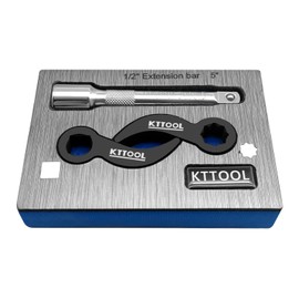 KTTOOL 3 Pcs Pry Bar Wrench Adaptor Head, 2025 New Crowbar Adapter Head Tool, Half Shaft Removal Car Repairing Tools with Extension Bar for Tight Spaces, 1/2" D 4pt & 8pt Profile