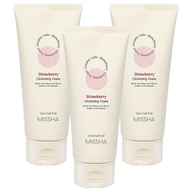 Missha Creamy Latte Cleansing Foam Strawberry, 172ml, 3 pieces / 미샤 크리미 라떼 클렌징 폼 딸기, 172ml, 3개