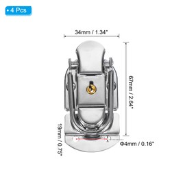 PATIKIL Suitcase Lock Hasp 2.64" x 1.34", 4Pcs Metal Iron Toggle Catch Latch with Key for Jewelry Box Wooden Case Toolbox Briefcases Luggage, Silver
