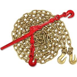 TORQUE 3/8'' - 1/2''Lever Load Binder with 20 ft G70 Transport Chain Kit, Working Load Limit 9200 LBS, Tie Down, Hauling, Towing Applications for Heavy Duty Cargo Flatbed Trailers