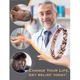 Jeracol Copper Magnetic Bracelet for Women,Magnetic Brazaletes with Crystals,Adjustable Size Solid Copper Bracelet Wristband with Removal Tool & Jewellry Gift Box