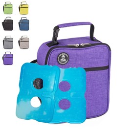 Healthy Packers Insulated Lunch Box for Adults and Kids w/ 2 Slim Long Lasting Ice Packs - Professional Work Lunch Bag for Men and Women - Heavy Duty School Lunchbox for Boys and Girls (Purple)