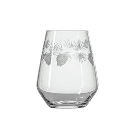Rolf Glass Icy Pine Stemless Wine Tumbler | 18oz Stemless Wine Glasses | Lead-Free and Diamond-Wheel Engraved | Proudly Made in the USA | Great for Winter, Holidays, Christmas Gifting | Set of 2