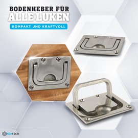 PROTECH Inlet Handle Stainless Steel V4A Boat Floor Lifter Handle Hatch Handle 56 x 76 mm Pack of 2