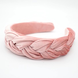 Uchyius Pink Headbands for Women Braided Headbands Velvet Padded Hairbands Cute Hair Accessories for Women Girl