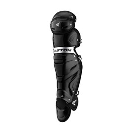 EASTON GAMETIME Baseball Catcher's Leg Guard, Intermediate, Black/Silver