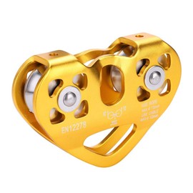 Alomejor Professional Climbing Cable Pulley 30KN Trolley Heart Shape for Outdoor Climbing Roads (Golden)