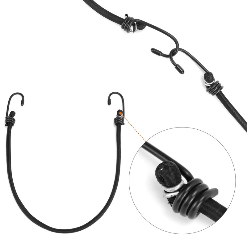 QWORK® 12Pack 24" (60CM) Bungee Cords with Hooks, Multipurpose Bungee