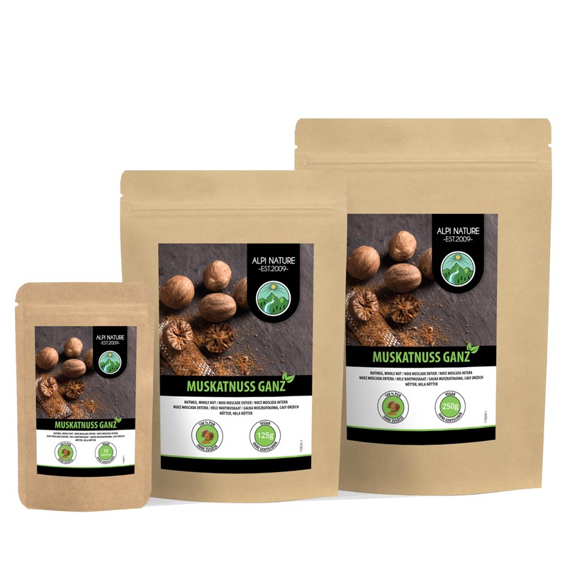 Whole nutmeg (125g, 4.4 oz), 20-25 pcs, 100% natural whole