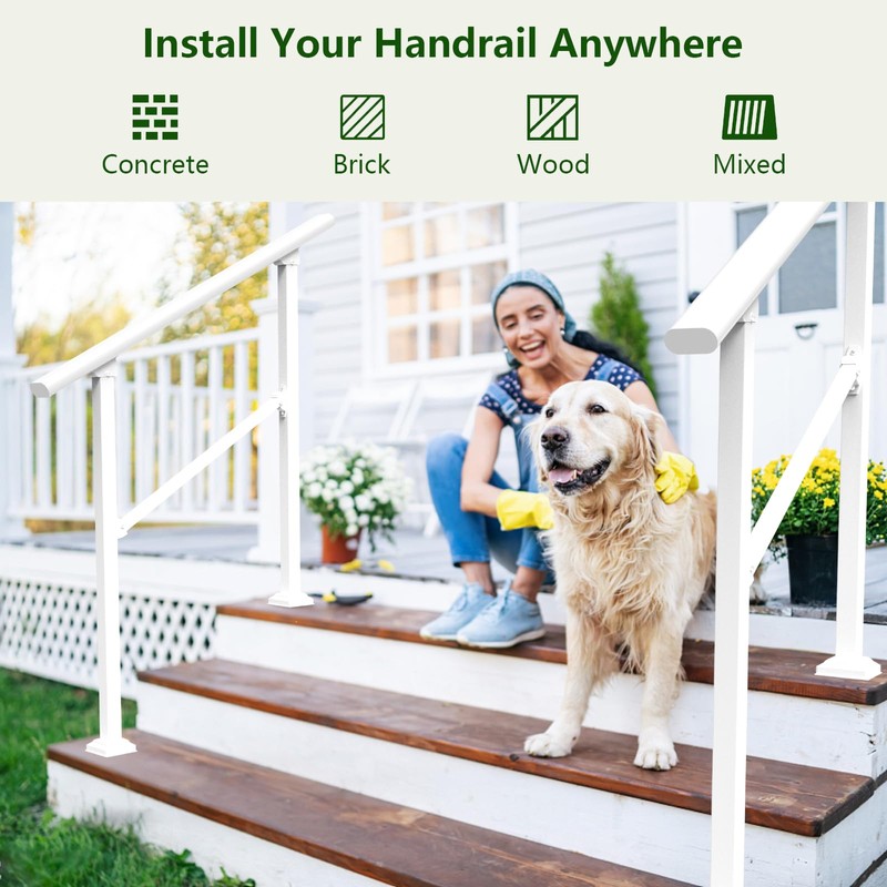 MDpygsfj Hand Rails for Outdoor Steps, 4 Step Handrail Stair