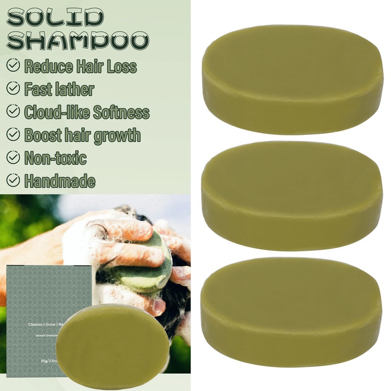 3pcs Hair Strengthening Shampoo Bar Moisturizing Deep Cleansing Scalp Care