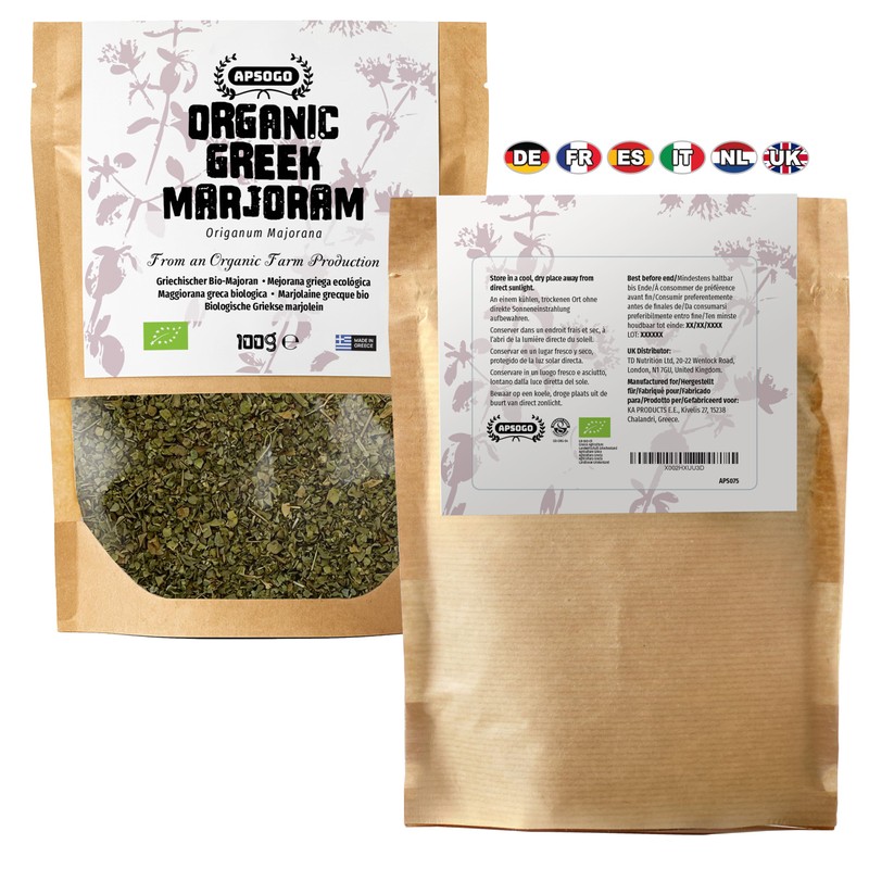 APSOGO Organic Marjoram Herbal Tea - Premium Greek Loose Leaf