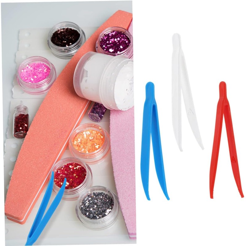 Fokmuaex 100Pcs Disposable Beads Tweezers for Crafts - Ergonomic Design