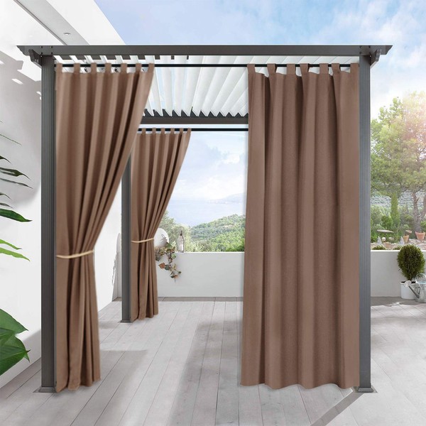 RYB HOME Outdoor Curtains for Porch - Blackout Exterior Shades