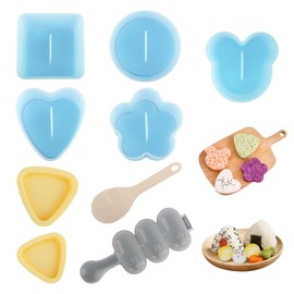 8PCS Onigiri Mould Kit, DIY Non-Stick Sushi Making Kit, Triangle Press Rice Mould Shaper, Children Shake Rice Ball Maker with 1 Rice Scoop, for Restaurant Home Kitchen Cooking