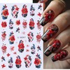 Flower Nail Art Stickers Valentines 3D Peach Floral Nail Decals