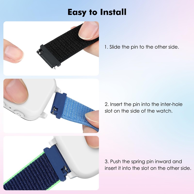 3 Pack 20mm Nylon Kids Band Compatible with Gizmo/Gabb/SyncUP/Cosmo JrTrack
