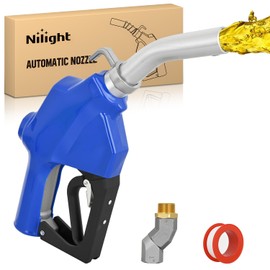 Nilight 1" NPT Fuel Nozzle with Fuel Hose Swivel, High Flow Auto Shut Off Gas Pump Transfer Refilling Nozzle with Adjustable Speed Padlock for Gasoline, Kerosene, Diesel