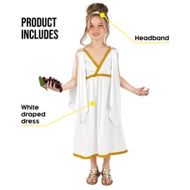 Fun Shack Roman Costume Kids Girls, Kids Roman Costume Girls, Ancient Greek Costume Girls, Kids Greek Costume Girls Small